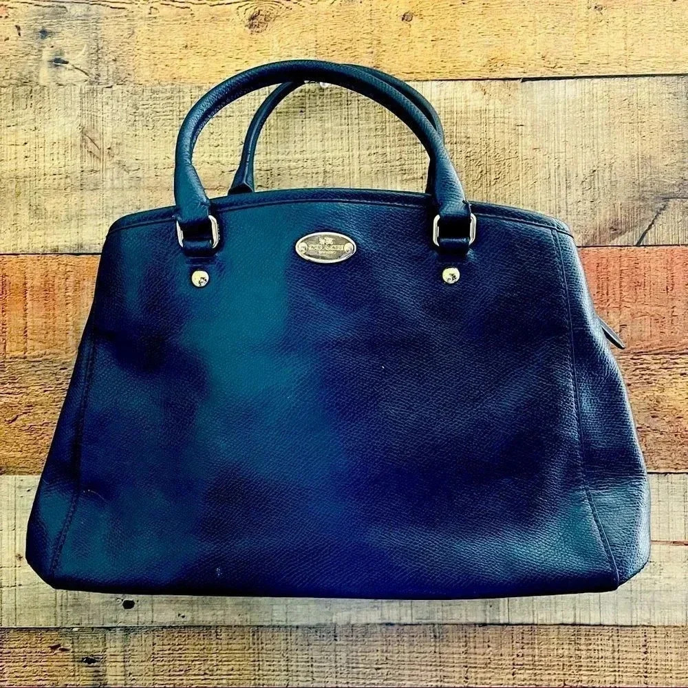 Coach Crossgrain Leather Margot Navy Blue Carryall Bag